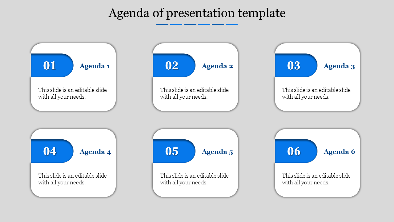 agenda of presentation template-Blue